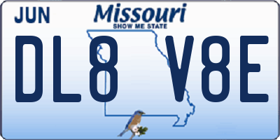 MO license plate DL8V8E