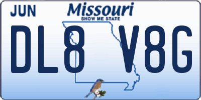 MO license plate DL8V8G