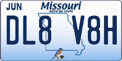MO license plate DL8V8H