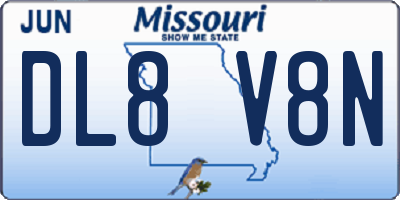 MO license plate DL8V8N