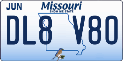 MO license plate DL8V8O