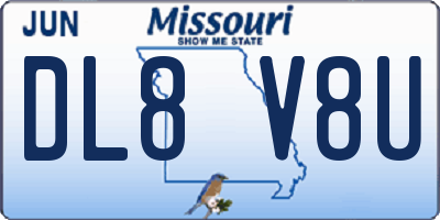 MO license plate DL8V8U