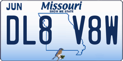 MO license plate DL8V8W