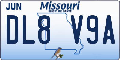 MO license plate DL8V9A