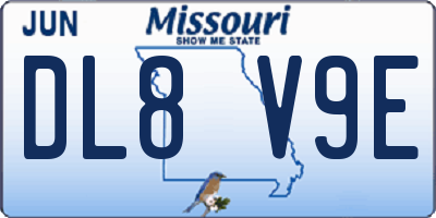 MO license plate DL8V9E
