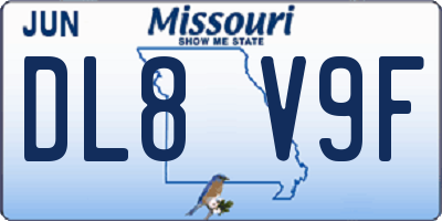 MO license plate DL8V9F
