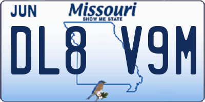 MO license plate DL8V9M