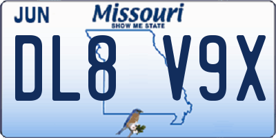 MO license plate DL8V9X