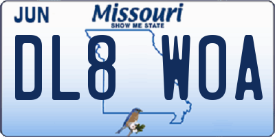 MO license plate DL8W0A