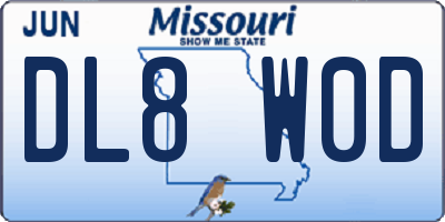 MO license plate DL8W0D