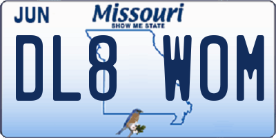 MO license plate DL8W0M