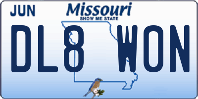 MO license plate DL8W0N
