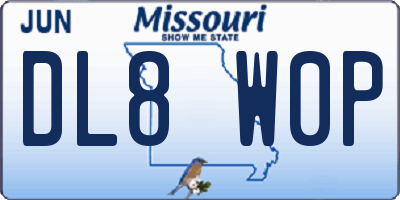 MO license plate DL8W0P