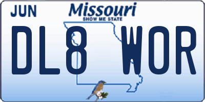 MO license plate DL8W0R