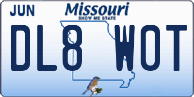 MO license plate DL8W0T