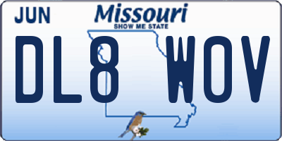 MO license plate DL8W0V