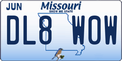 MO license plate DL8W0W