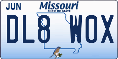 MO license plate DL8W0X