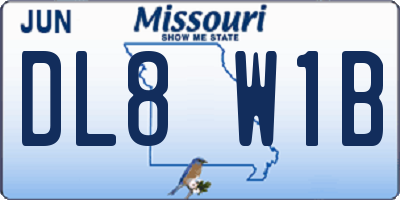MO license plate DL8W1B