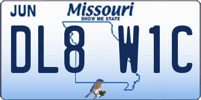 MO license plate DL8W1C