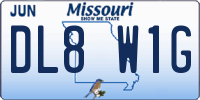 MO license plate DL8W1G