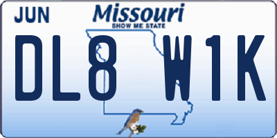 MO license plate DL8W1K