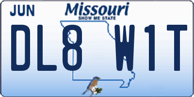 MO license plate DL8W1T