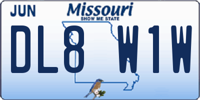 MO license plate DL8W1W