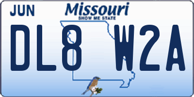 MO license plate DL8W2A