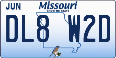 MO license plate DL8W2D