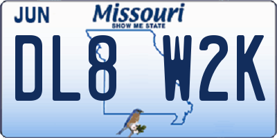 MO license plate DL8W2K