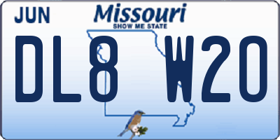 MO license plate DL8W2O