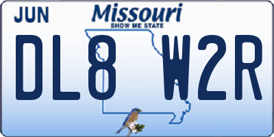 MO license plate DL8W2R