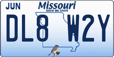 MO license plate DL8W2Y
