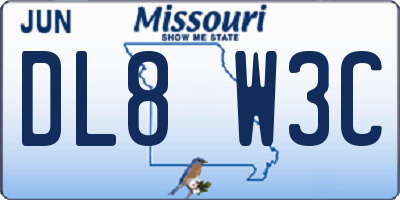 MO license plate DL8W3C