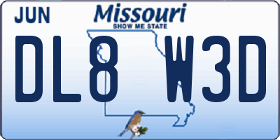 MO license plate DL8W3D