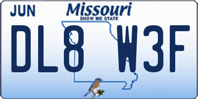 MO license plate DL8W3F