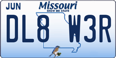 MO license plate DL8W3R