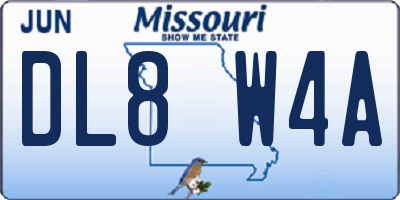 MO license plate DL8W4A