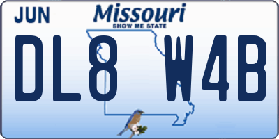 MO license plate DL8W4B