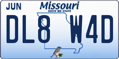 MO license plate DL8W4D