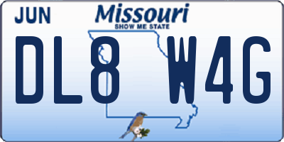 MO license plate DL8W4G