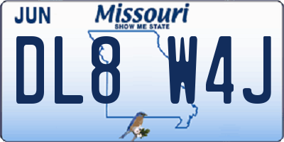 MO license plate DL8W4J