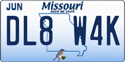 MO license plate DL8W4K
