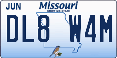 MO license plate DL8W4M
