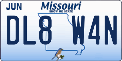 MO license plate DL8W4N