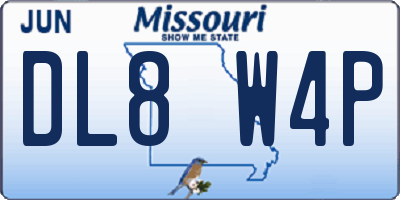 MO license plate DL8W4P