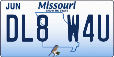 MO license plate DL8W4U