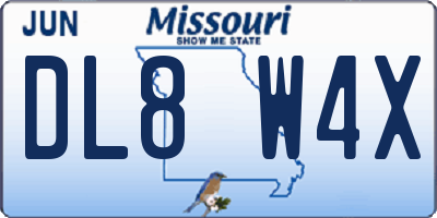 MO license plate DL8W4X