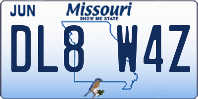 MO license plate DL8W4Z